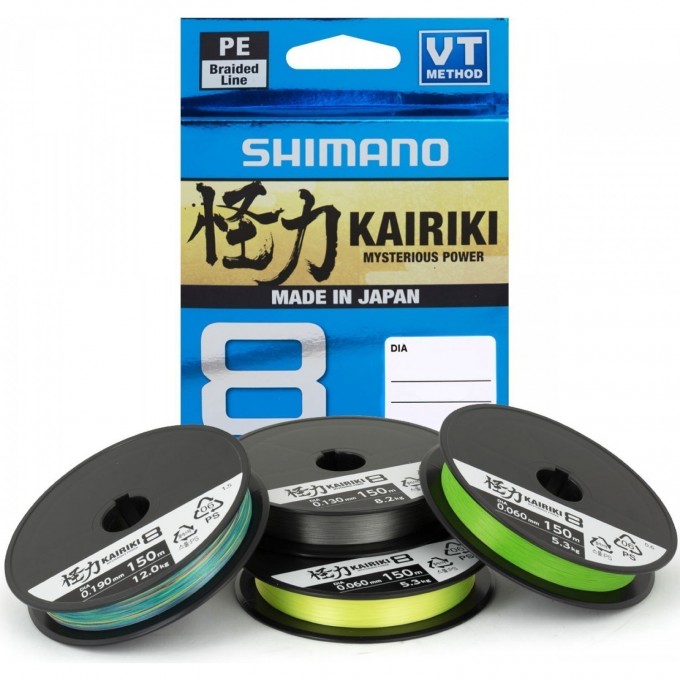 Леска плетёная SHIMANO KAIRIKI 8 PE 150м зеленая 0.130 мм 8.2 кг 59WPLA58R02