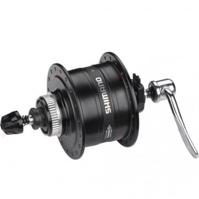 Втулка динамо SHIMANO 3D37, 32 отверстия, 6V-3W, QR, под дисковый тормоз C.Lock, OLD:100 мм, черный EDH3D37BLG5