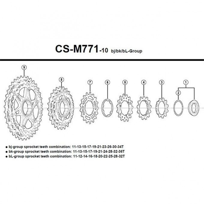 Звезда для кассеты велосипедная SHIMANO DEORE XT M771-10, 14T, BL Y1YR14000